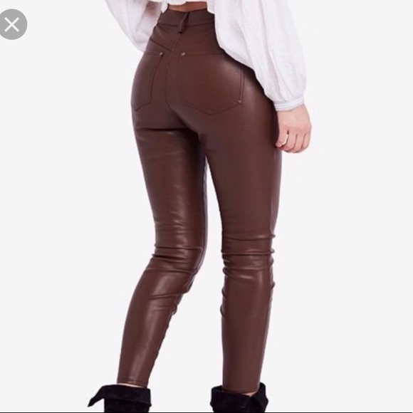 Free People Pants - FREE PEOPLE // brown faux leather pant